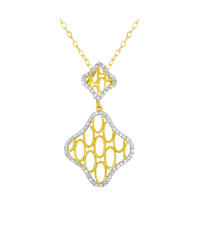 Genevive Two-tone Cz Statement Pendant In Gold