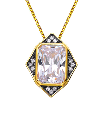 Genevive 14k Plated Cz Pendant In Gold