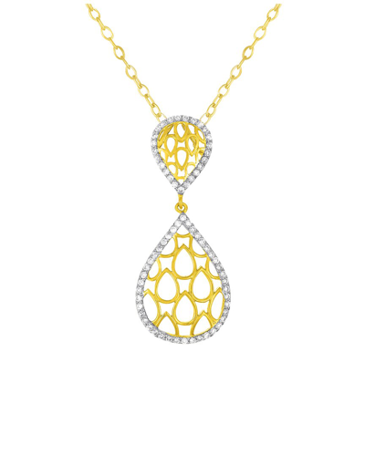 Genevive Two-tone Cz Statement Pendant In Gold