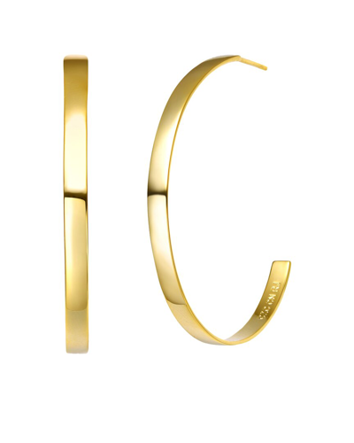 Genevive 14k Plated Cz Hoops In Gold