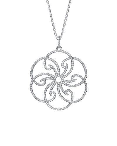 Genevive Silver Cz Flower Pendant In Metallic