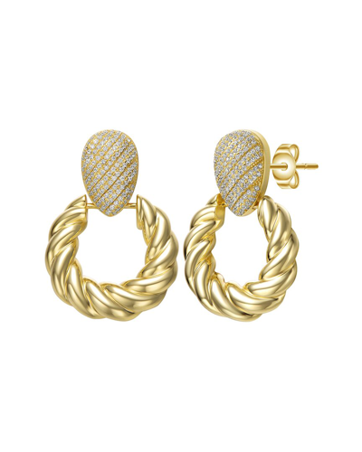 Rachel Glauber 14k Plated Cz Statement Earrings In Gold