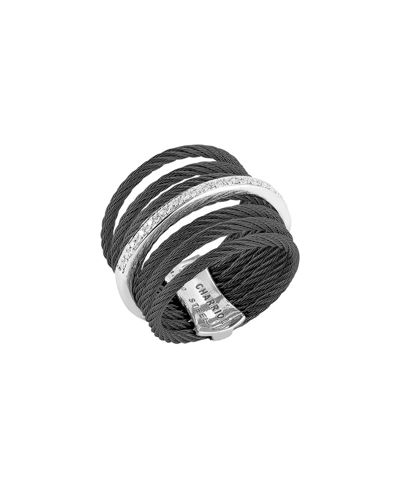 Alor Noir 18k 0.09 Ct. Tw. Diamond Cable Ring In Black