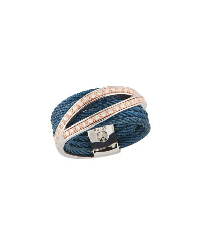 Alor Classique 18k Rose Gold 0.27 Ct. Tw. Diamond Cable Ring In Blue