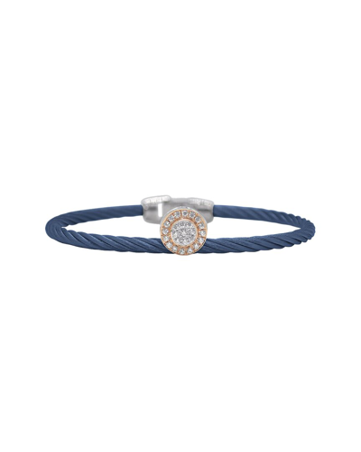 ALOR ALOR CLASSIQUE 18K ROSE GOLD 0.16 CT. TW. DIAMOND CABLE BANGLE BRACELET