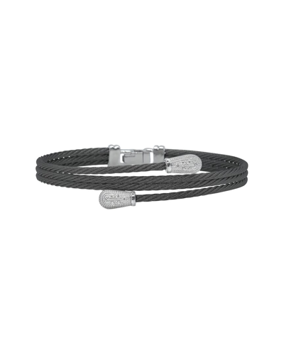 Alor Noir 18k 0.06 Ct. Tw. Diamond Cable Bangle Bracelet In Black