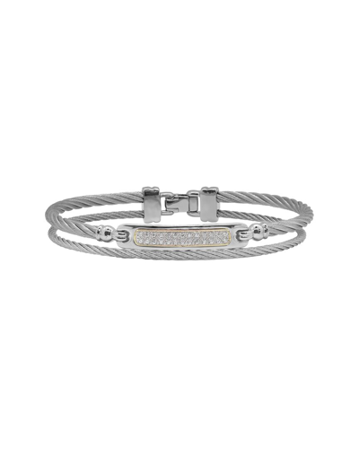 Alor Classique 18k 0.13 Ct. Tw. Diamond Cable Bangle Bracelet In Metallic