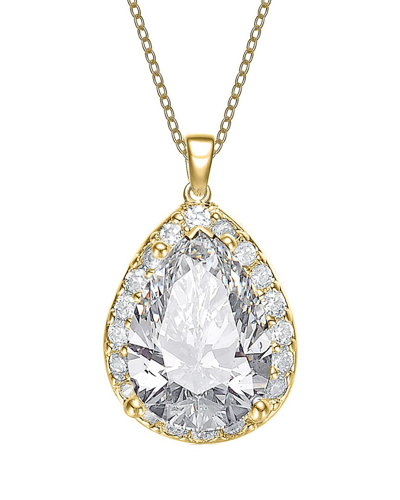 Rachel Glauber 14k Plated Cz Pendant Necklace In Gold