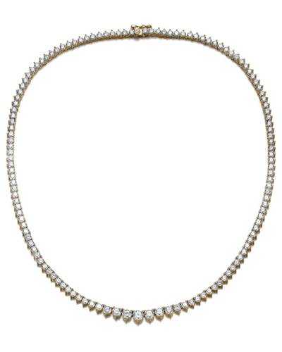 Rachel Glauber 14k Plated Cz Tennis Necklace In Metallic