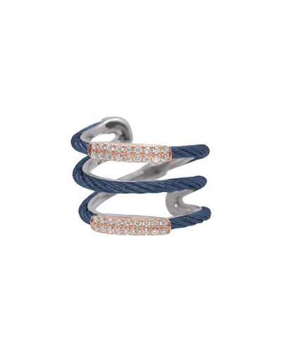 Alor Classique 18k Rose Gold 0.30 Ct. Tw. Diamond Cable Ring In Blue