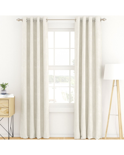 Home Collection Set Of 2 Black Out Thermal-insulated Grommet Curtain Panels In White
