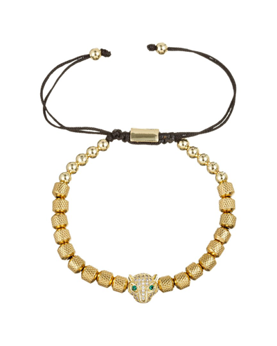 Eye Candy La Titanium Cz Golden Leopard Adjustable Bracelet