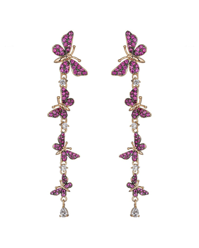 Eye Candy La Cz Sienna Butterfly Earrings In Pink