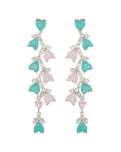 Eye Candy La Cz Elsie Teal Hearts Dangle Earrings In Blue