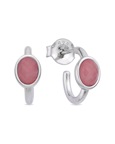 Eye Candy La Silver Rose Quartz Earrings In Metallic