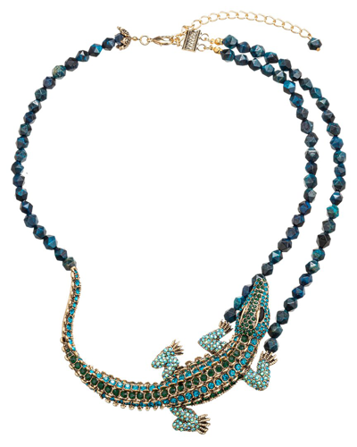 Eye Candy La Gator Lapis Beaded Necklace In Blue