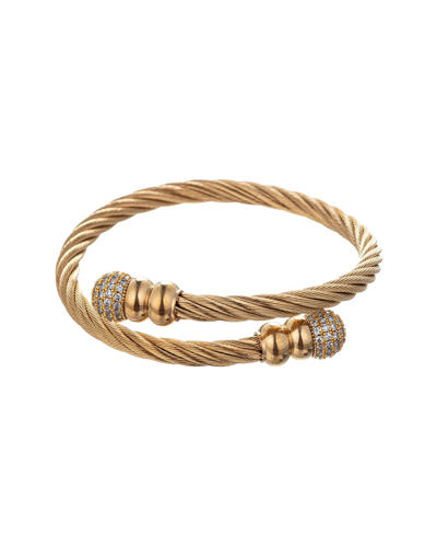 Eye Candy La Titanium Cz Henry Wire Cuff Bracelet In Gold