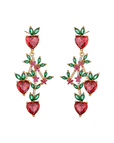 Eye Candy La Cz Peach Drop Earrings In Red