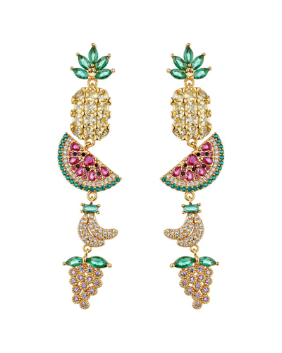 Eye Candy La Cz Bali Tropical Fruit Drop Earrings In Gold