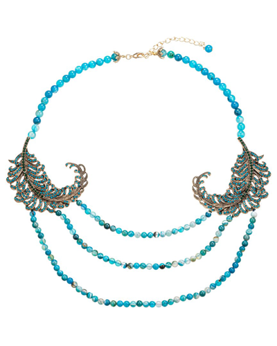 Eye Candy La Gabriela Peacock Beaded Necklace In Blue