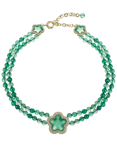 Eye Candy La Agate Yasmin Beaded Statement Necklace In Green