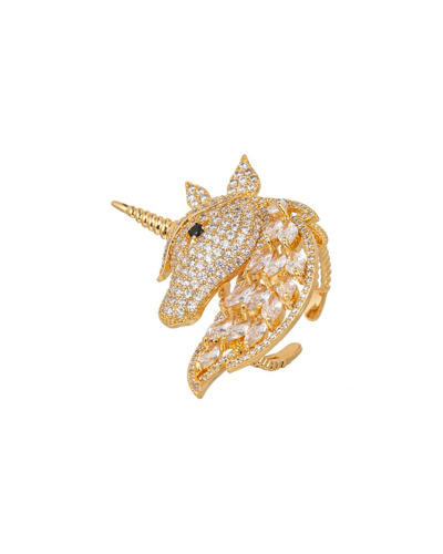 Eye Candy La Cz Unicorn Adjustable Ring In Gold