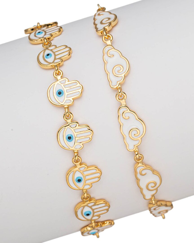 Eye Candy La Hamsa Clouds In The Sky Bracelet Set In Gold