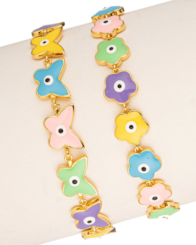 Eye Candy La Pastel Butterfly Charm Bracelet Set In Multi