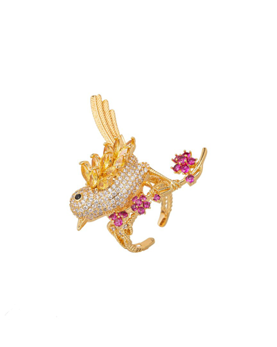 Eye Candy La Cz Birdie Adjustable Ring In Gold