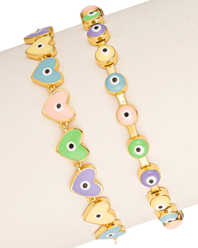 Eye Candy La Heart + Eye Bracelet Set In Gold