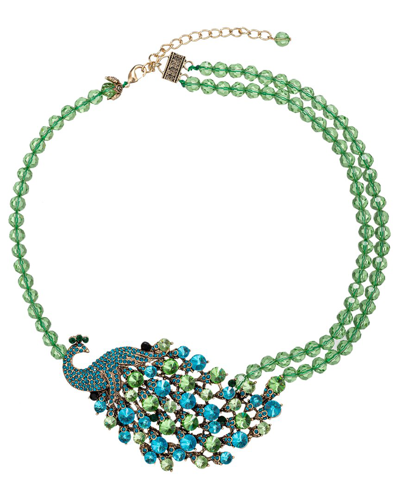 Eye Candy La Alessandra Peacock Beaded Necklace In Green