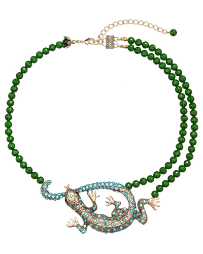 Eye Candy La Sofia Gecko Beaded Necklace In Green