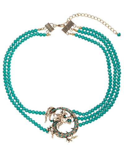 Eye Candy La Dragon Beaded Necklace In Green