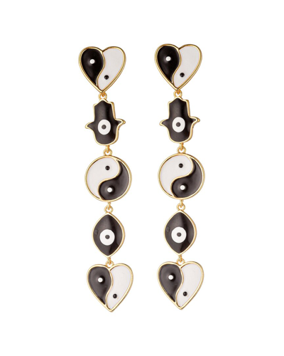 Eye Candy La Parisa Hamsa & Yin Yang Drop Earrings In Multi
