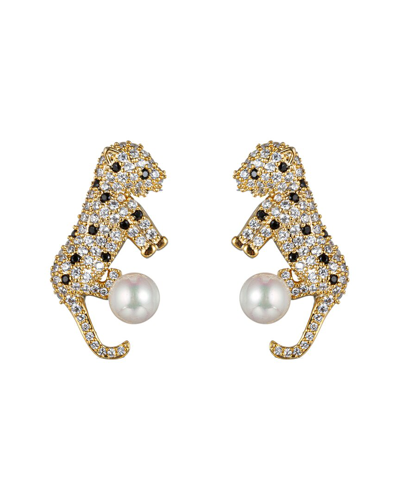 Eye Candy La Pearl Cz Baby Leopard Studs In Gold