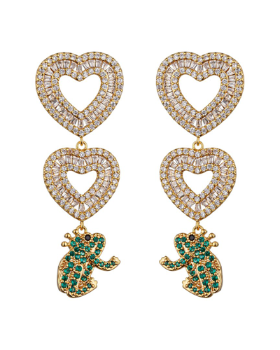 Eye Candy La Cz Frog Heart Drop Earrings In Gold