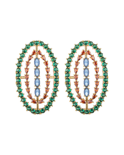 Eye Candy La Cz Bianca Oval Earrings In Multi