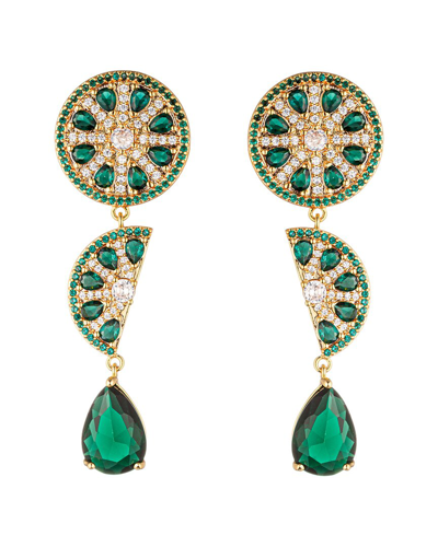 Eye Candy La Cz Lime Drop Earrings In Brass