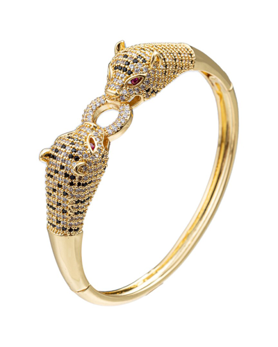 Eye Candy La Cz Double Tiger Cuff Bracelet In Gold