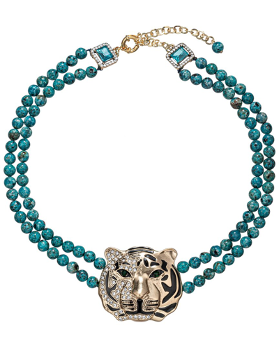 Eye Candy La Tiger Pendant Necklace In Blue