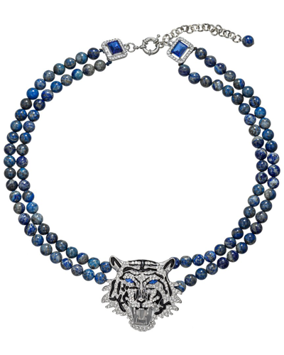 Eye Candy La Tiger Pendant Necklace In Blue