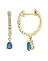 Sabrina Designs 14k 0.54 Ct. Tw. Diamond & Blue Topaz Dangle Huggie Earrings