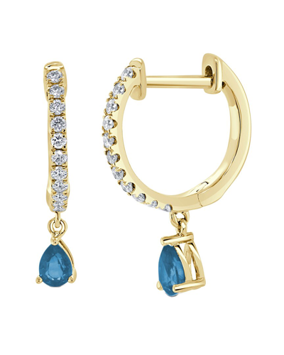 Sabrina Designs 14k 0.54 Ct. Tw. Diamond & Blue Topaz Dangle Huggie Earrings In Gold