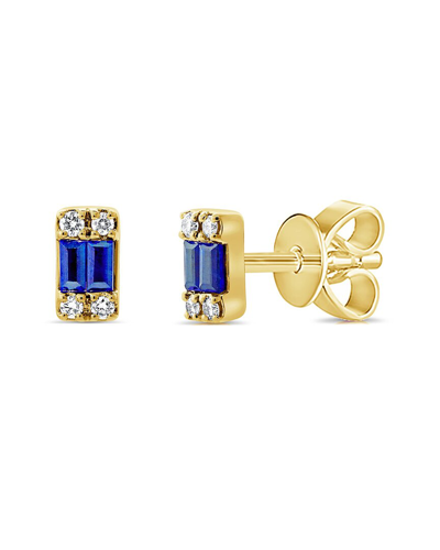 Sabrina Designs 14k 0.19 Ct. Tw. Diamond & Sapphire Studs In Blue