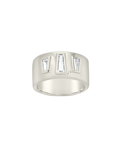 STERLING FOREVER STERLING FOREVER RHODIUM PLATED CZ COLSIE CIGAR BAND RING