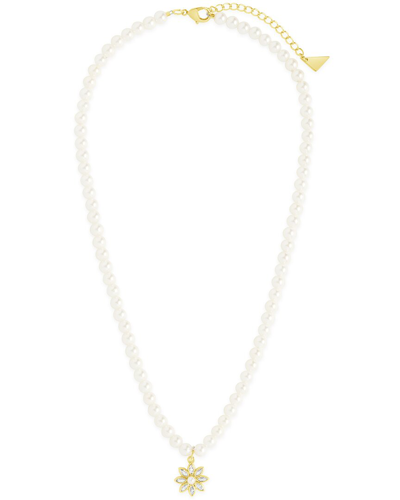 Sterling Forever Esti Pearl Necklace In Gold