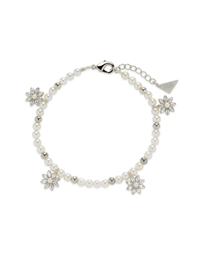 Sterling Forever Esti Imitation Pearl Bracelet In Silver