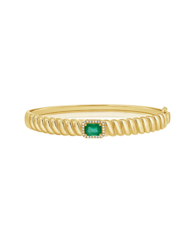 Sabrina Designs 14k 1.02 Ct. Tw. Diamond & Emerald Stackable Bangle Bracelet In Green