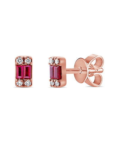 Sabrina Designs 14k Rose Gold 0.32 Ct. Tw. Diamond & Ruby Studs In Pink