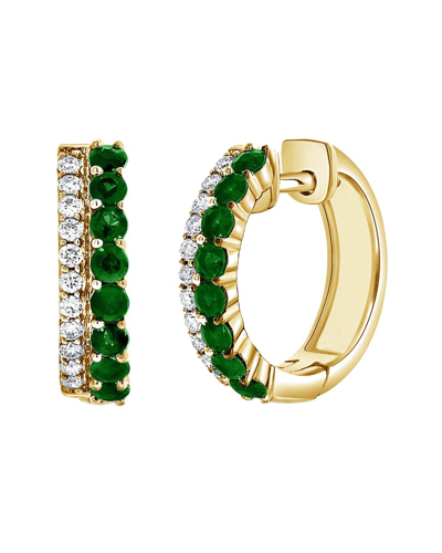 Sabrina Designs 14k 0.89 Ct. Tw. Diamond & Emerald Huggie Earrings In Green